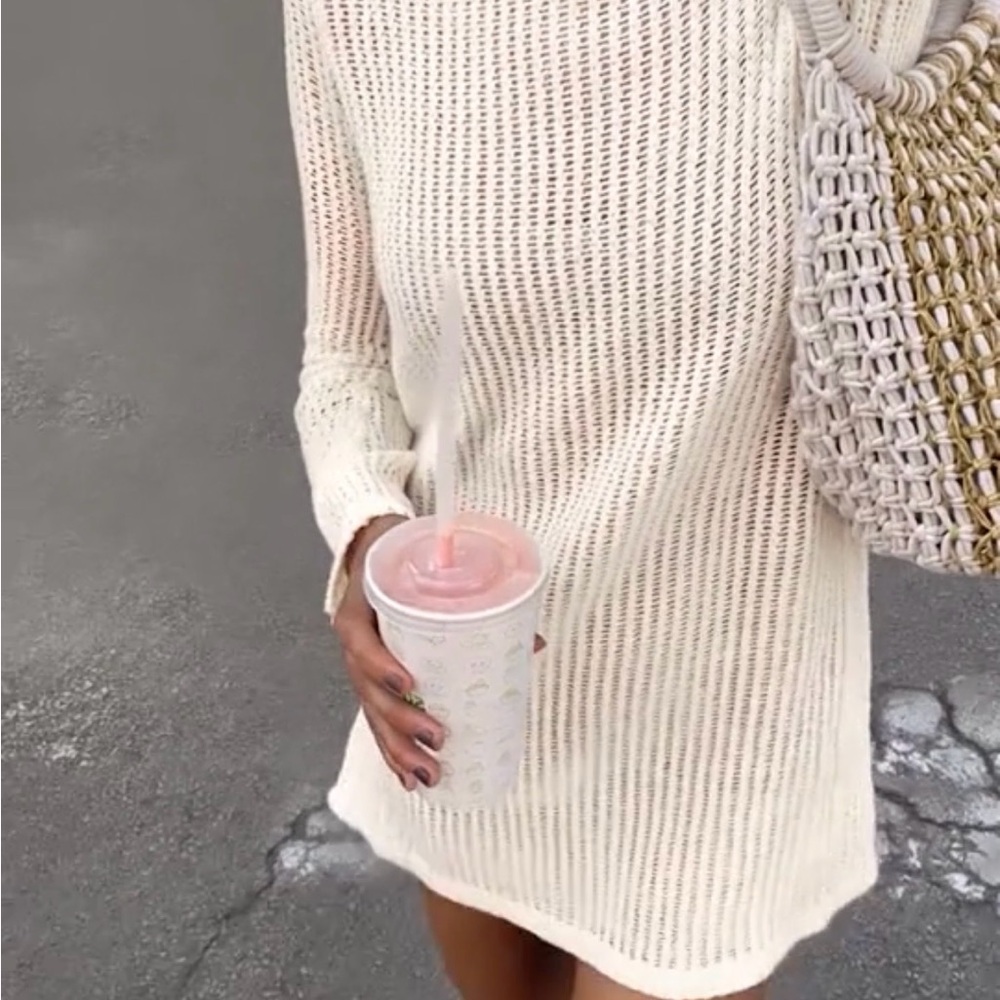 White  Knit Beach Cover Up